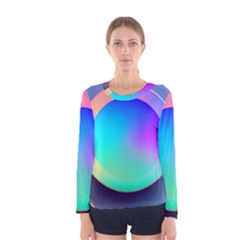 Circle Colorful Rainbow Spectrum Button Gradient Women s Long Sleeve T-shirt