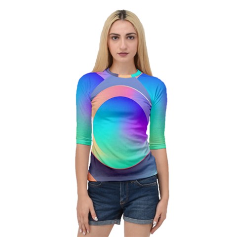 Circle Colorful Rainbow Spectrum Button Gradient Quarter Sleeve Raglan T-shirt by Maspions