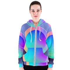 Circle Colorful Rainbow Spectrum Button Gradient Women s Zipper Hoodie