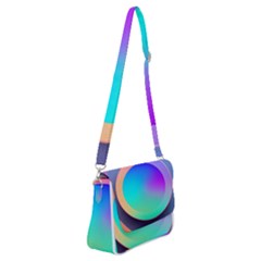 Circle Colorful Rainbow Spectrum Button Gradient Shoulder Bag With Back Zipper by Maspions