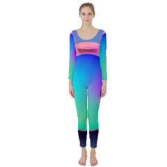 Circle Colorful Rainbow Spectrum Button Gradient Long Sleeve Catsuit