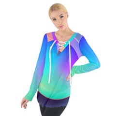 Circle Colorful Rainbow Spectrum Button Gradient Tie Up T-shirt