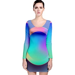 Circle Colorful Rainbow Spectrum Button Gradient Long Sleeve Velvet Bodycon Dress