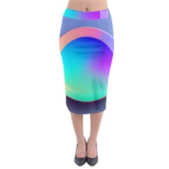 Circle Colorful Rainbow Spectrum Button Gradient Midi Pencil Skirt