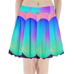 Circle Colorful Rainbow Spectrum Button Gradient Pleated Mini Skirt