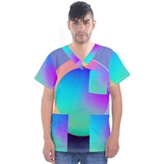 Circle Colorful Rainbow Spectrum Button Gradient Men s V-neck Scrub Top