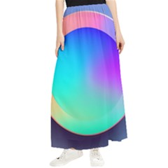 Circle Colorful Rainbow Spectrum Button Gradient Maxi Chiffon Skirt