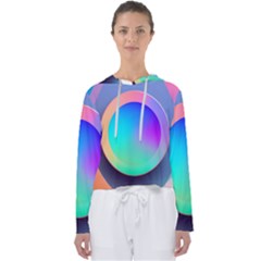 Circle Colorful Rainbow Spectrum Button Gradient Women s Slouchy Sweat