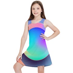 Circle Colorful Rainbow Spectrum Button Gradient Kids  Lightweight Sleeveless Dress