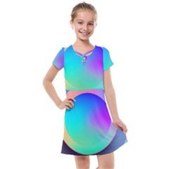 Circle Colorful Rainbow Spectrum Button Gradient Kids  Cross Web Dress