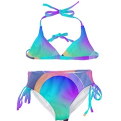 Circle Colorful Rainbow Spectrum Button Gradient Kids  Classic Bikini Set