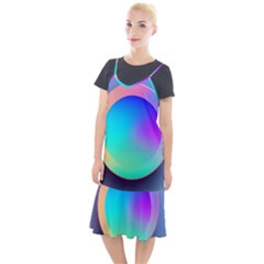 Circle Colorful Rainbow Spectrum Button Gradient Camis Fishtail Dress by Maspions