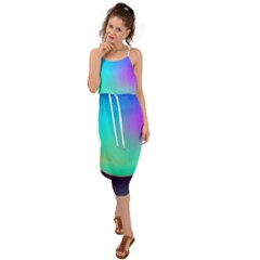 Circle Colorful Rainbow Spectrum Button Gradient Waist Tie Cover Up Chiffon Dress by Maspions