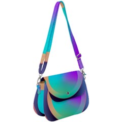 Circle Colorful Rainbow Spectrum Button Gradient Saddle Handbag