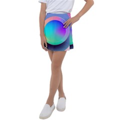 Circle Colorful Rainbow Spectrum Button Gradient Kids  Tennis Skirt