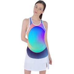 Circle Colorful Rainbow Spectrum Button Gradient Racer Back Mesh Tank Top