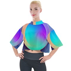 Circle Colorful Rainbow Spectrum Button Gradient Mock Neck T-shirt