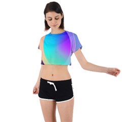 Circle Colorful Rainbow Spectrum Button Gradient Tie Back Short Sleeve Crop T-shirt by Maspions