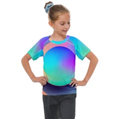 Circle Colorful Rainbow Spectrum Button Gradient Kids  Mesh Piece T-shirt