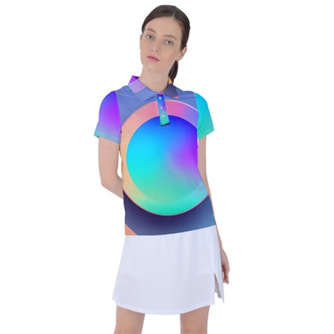 Circle Colorful Rainbow Spectrum Button Gradient Women s Polo T-shirt by Maspions