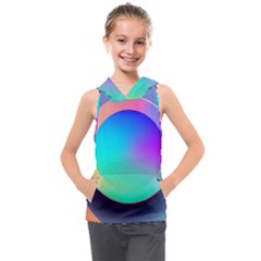 Circle Colorful Rainbow Spectrum Button Gradient Kids  Sleeveless Hoodie by Maspions