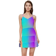 Circle Colorful Rainbow Spectrum Button Gradient Short Frill Dress