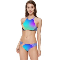 Circle Colorful Rainbow Spectrum Button Gradient Banded Triangle Bikini Set by Maspions