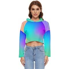 Circle Colorful Rainbow Spectrum Button Gradient Women s Lightweight Cropped Hoodie