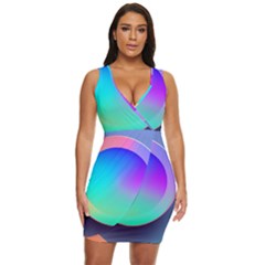 Circle Colorful Rainbow Spectrum Button Gradient Draped Bodycon Dress