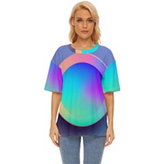 Circle Colorful Rainbow Spectrum Button Gradient Oversized Basic T-shirt by Maspions