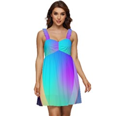 Circle Colorful Rainbow Spectrum Button Gradient Ruffle Strap Babydoll Chiffon Dress