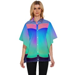 Circle Colorful Rainbow Spectrum Button Gradient Women s Batwing Button Up Shirt