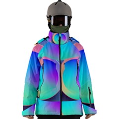 Circle Colorful Rainbow Spectrum Button Gradient Men s Zip Ski And Snowboard Waterproof Breathable Jacket by Maspions