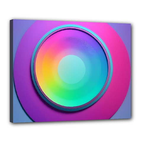 Circle Colorful Rainbow Spectrum Button Gradient Psychedelic Art Canvas 20  X 16  (stretched)