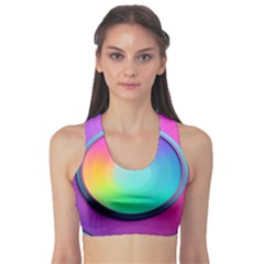 Circle Colorful Rainbow Spectrum Button Gradient Psychedelic Art Fitness Sports Bra