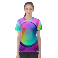 Circle Colorful Rainbow Spectrum Button Gradient Psychedelic Art Women s Sport Mesh T-shirt