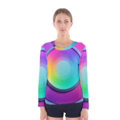 Circle Colorful Rainbow Spectrum Button Gradient Psychedelic Art Women s Long Sleeve T-shirt