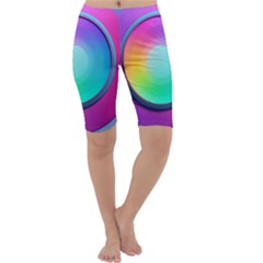 Circle Colorful Rainbow Spectrum Button Gradient Psychedelic Art Cropped Leggings 