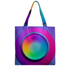 Circle Colorful Rainbow Spectrum Button Gradient Psychedelic Art Zipper Grocery Tote Bag