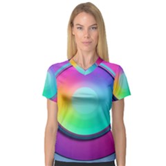 Circle Colorful Rainbow Spectrum Button Gradient Psychedelic Art V-neck Sport Mesh T-shirt