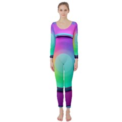 Circle Colorful Rainbow Spectrum Button Gradient Psychedelic Art Long Sleeve Catsuit