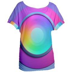 Circle Colorful Rainbow Spectrum Button Gradient Psychedelic Art Women s Oversized T-shirt