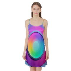 Circle Colorful Rainbow Spectrum Button Gradient Psychedelic Art Satin Night Slip