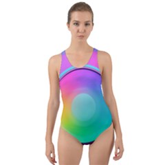 Circle Colorful Rainbow Spectrum Button Gradient Psychedelic Art Cut-out Back One Piece Swimsuit by Maspions