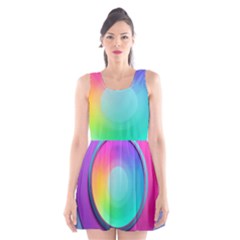 Circle Colorful Rainbow Spectrum Button Gradient Psychedelic Art Scoop Neck Skater Dress