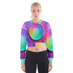 Circle Colorful Rainbow Spectrum Button Gradient Psychedelic Art Cropped Sweatshirt