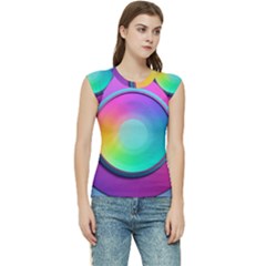 Circle Colorful Rainbow Spectrum Button Gradient Psychedelic Art Women s Raglan Cap Sleeve T-shirt