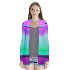 Circle Colorful Rainbow Spectrum Button Gradient Psychedelic Art Drape Collar Cardigan