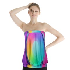 Circle Colorful Rainbow Spectrum Button Gradient Psychedelic Art Strapless Top