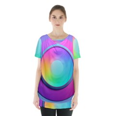 Circle Colorful Rainbow Spectrum Button Gradient Psychedelic Art Skirt Hem Sports Top